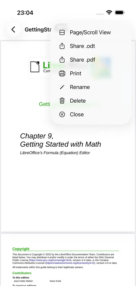 App Options Screen